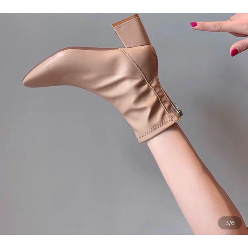 [Order] Bốt nữ da mềm đế vuông dáng basic