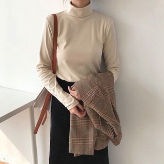 Áo thun trơn dài tay cổ lọ slimfit