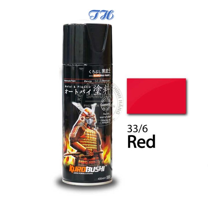 Combo 4 chai sơn samurai 33/6 Màu đỏ gồm: uch210 - 2/102 - 33/6 - k1k - giấy nhám p800