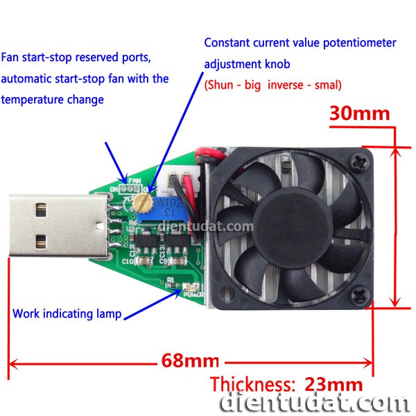 Tải giả test pin kèm quạt - 3A