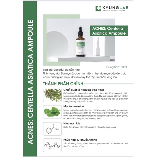TINH CHẤT SERUM NGỪA MỤN KYUNG LAB ACNES CENTELLA ASIATICA AMPOULE 50ML CHÍNH HÃNG