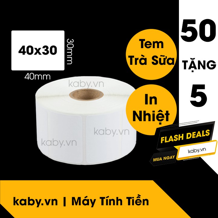 Giấy In Tem Trà Sữa 40x30 mm - Decal Nhiệt 30x40 mm