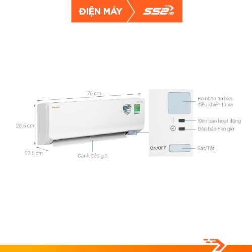 [Mã ELHA10 giảm 6% đơn 5TR] Máy Lạnh Daikin Inverter 1 HP FTKA25VMVMV - Bảo Hành Chính Hãng