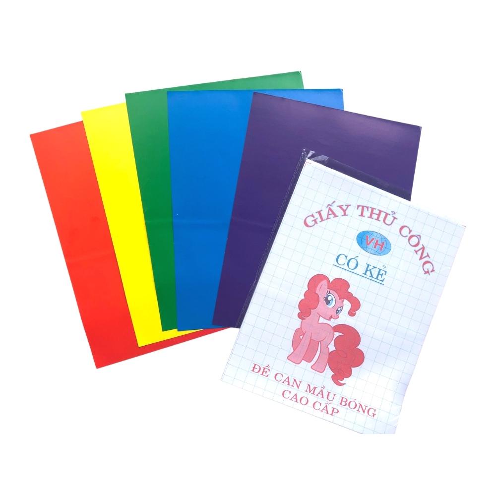 Giấy Thủ Công Nhiều Màu - khổ 17x22 cm - có decal bóc dán