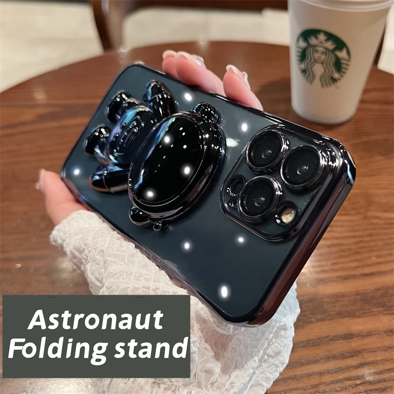 Ốp Điện Thoại TPU Mềm Trong Suốt Có Giá Đỡ Hình Phi Hành Gia Cho Iphone 13 12 11 Pro Max Xs Max Xr 8 7Plus