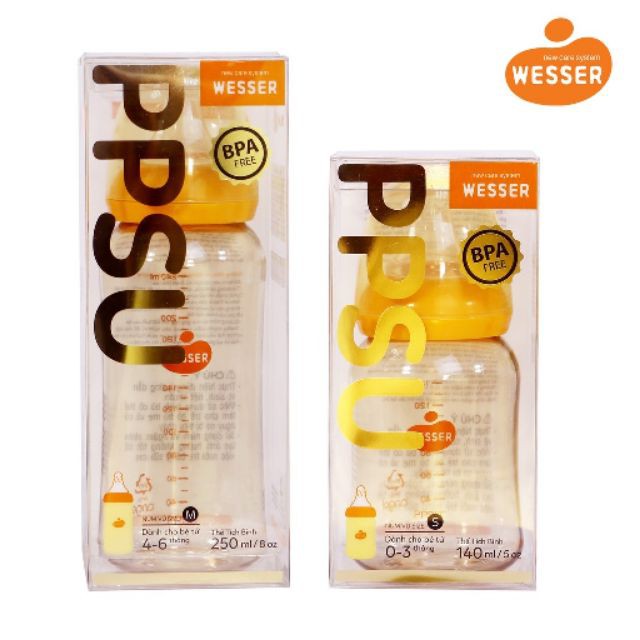 Bình sữa wesser ppsu cao cấp cổ hep 250ml