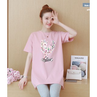 A18   (ÁO BẦU) Áo phông ngắn tay trùm qua mông dành cho mẹ Bầu( tối đa 75kg)