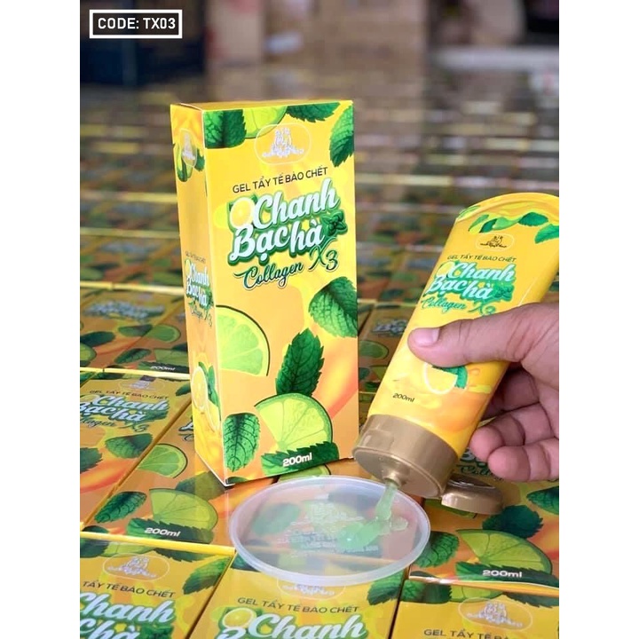 [GIÁ SỈ] Gel Tấy Tế Bào Chết Chanh Bạc Hà Collagen x3 200ml✔️FREESHIP✔️ Sạch Nhờn, Ngừa Mụn