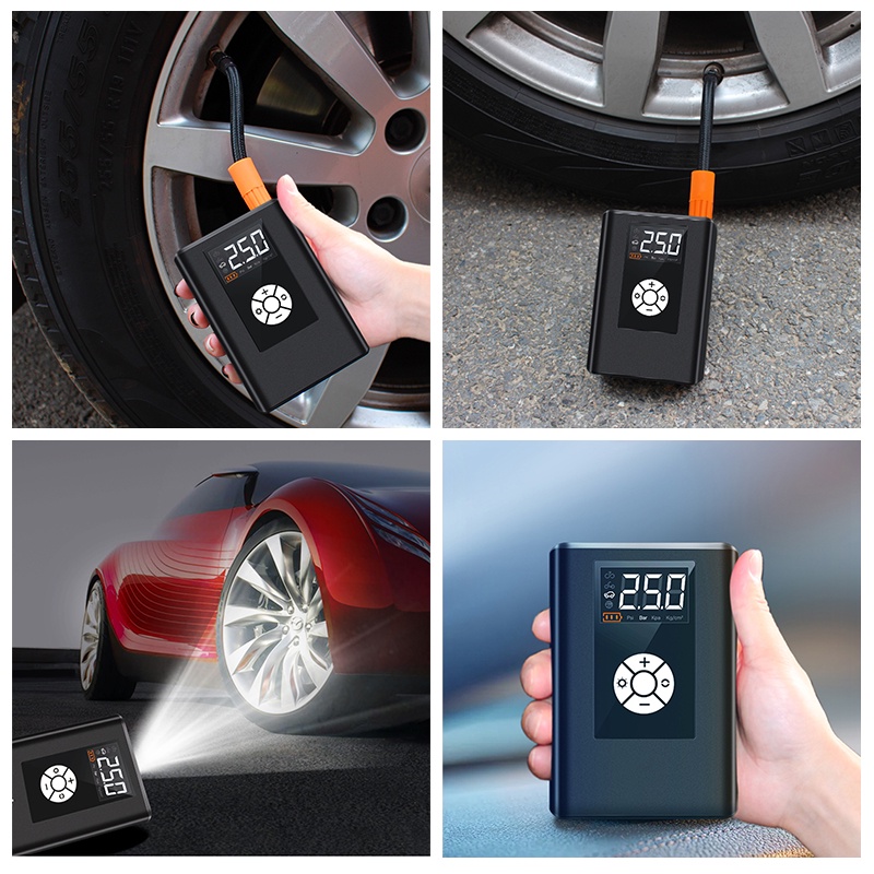 SEAMETAL Bơm lốp ô tô Máy bơm lốp kỹ thuật số 150psi không dây có thể sạc điện tiện dụng cho xe hơi/xe máy
