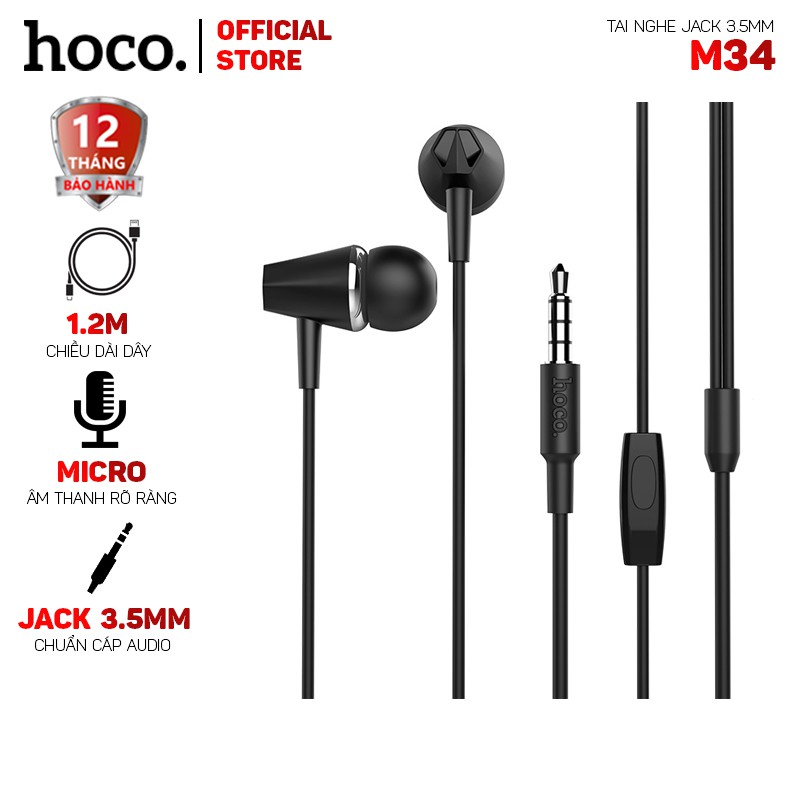 Tai nghe Hoco M34 dài 1.2m- Dành cho thiết bị hỗ trợ jack 3.5mm