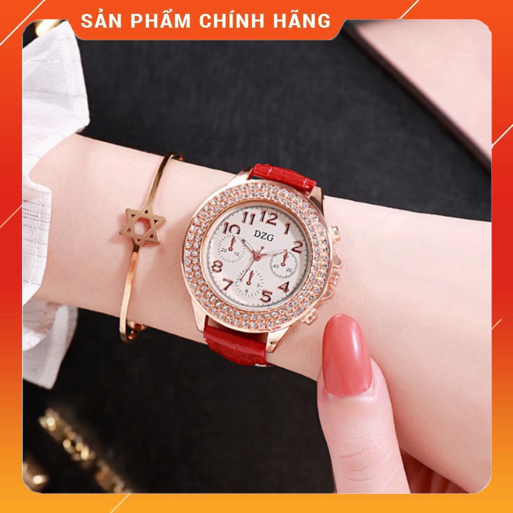 [Chính Hãng] [Siêu Sale] Cực Đẹp Đồng Hồ Đeo Tay Nữ DZG Mới Rhine Stone Vỏ Vàng Hồng Phiên Bản Hàn Quốc