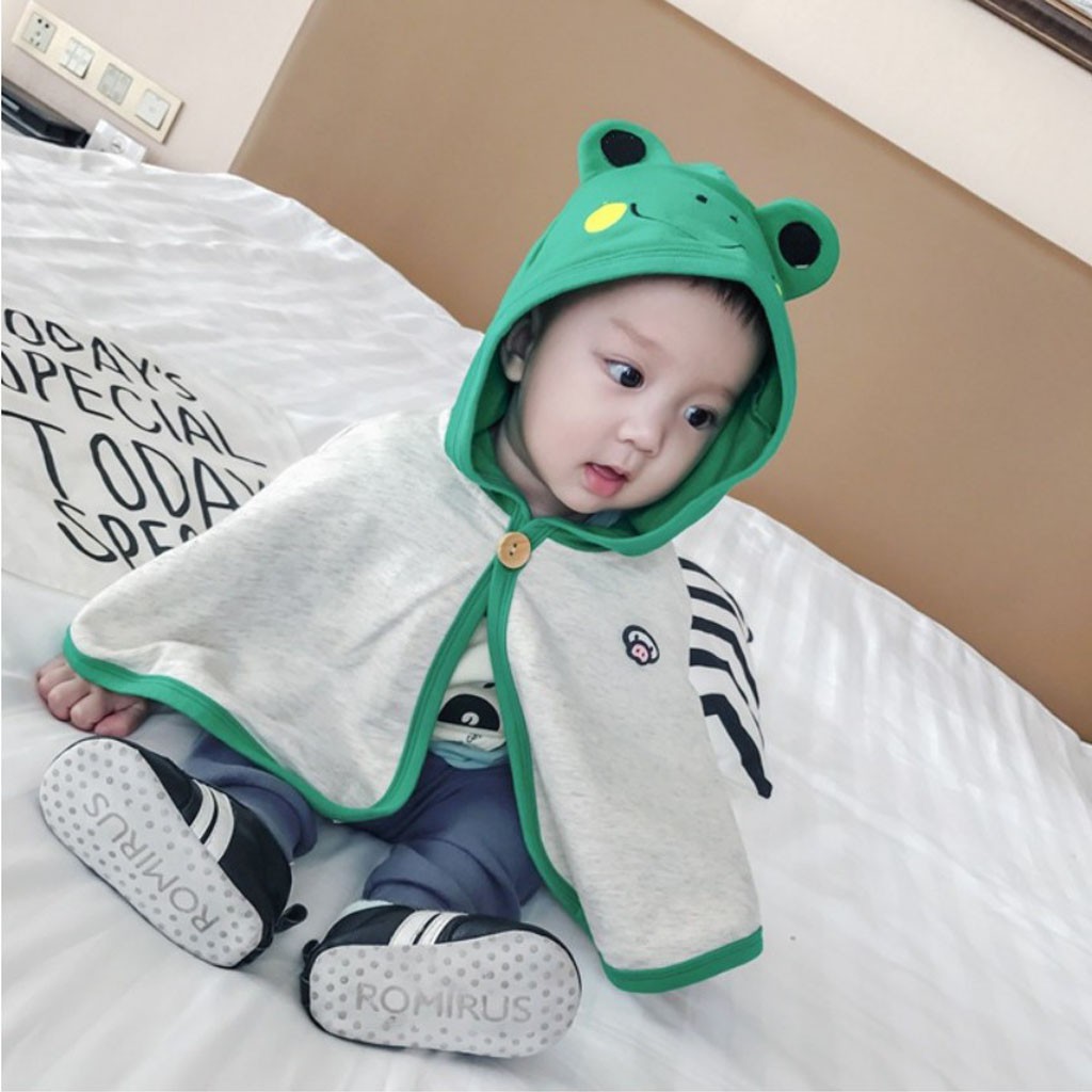 Áo choàng nắng trẻ em hình con ếch cute LILA KIDS, Áo nắng cotton cho bé trai và bé gái từ 5-18kg