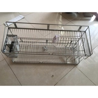 Kệ Đựng Chén Bát Treo Tường 2 TẦNG Bằng INOX 304 Cao Cấp KC 01 có thêm 2 ỐNG ĐŨA