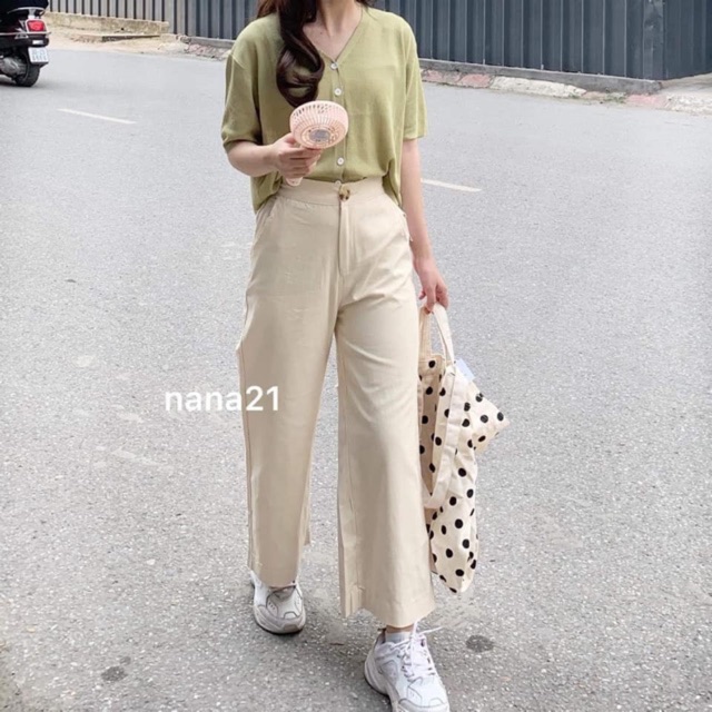 QUẦN CULOTTES KAKI ỐNG RỘNG