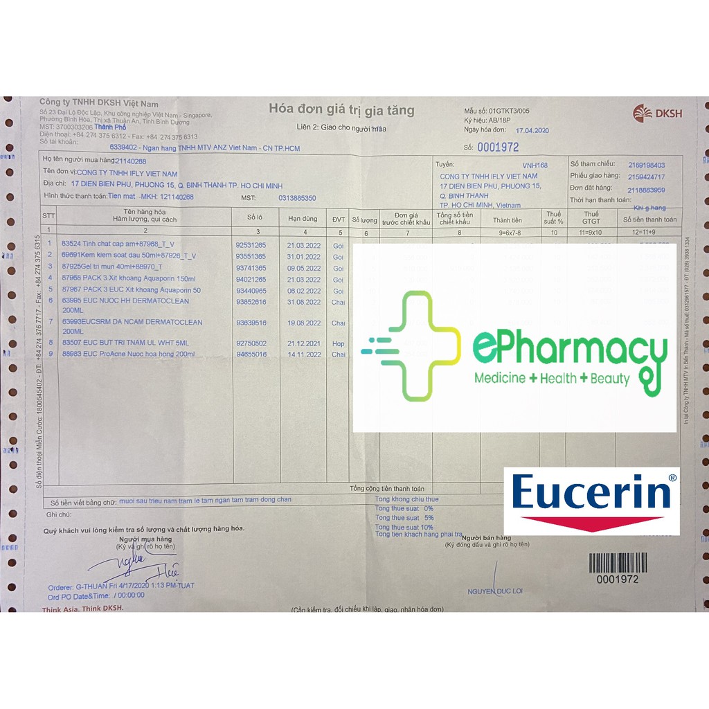 Kem dưỡng ngày Eucerin Pro Acne Day Bright Mattifying SPF30 50ml, dưỡng trắng, chống nắng và giảm mụn.