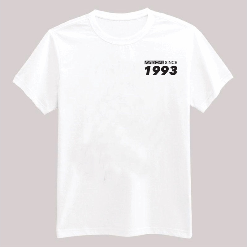 Áo thun cotton in năm sinh nam nữ theo yêu cầu 2 màu trắng-đen