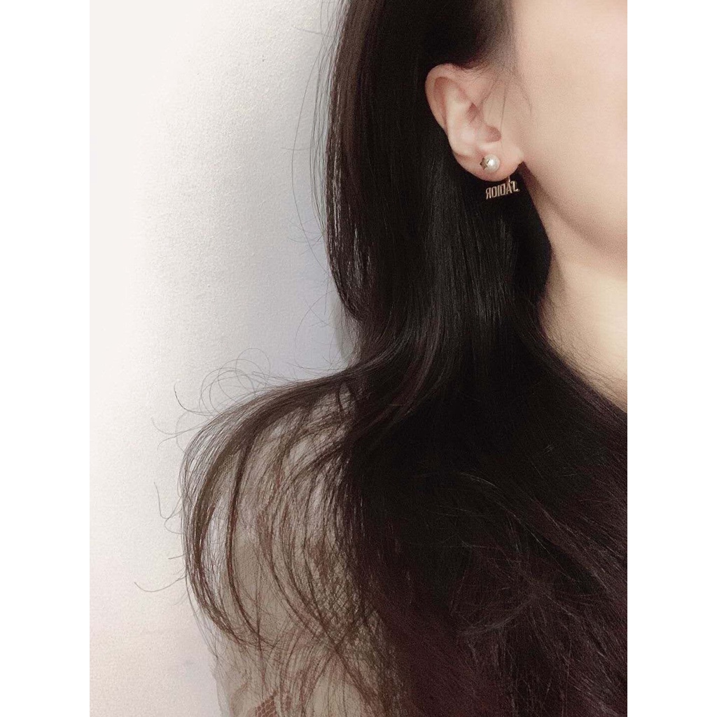 Khuyên Tai Tròn Bằng Thép Titan In Logo Dior Thời Trang Cho Nữ