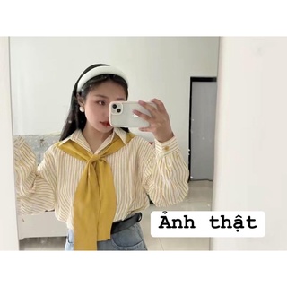 Áo sơmi kèm khăn [kèm ảnh thật shop chụp] sẵn