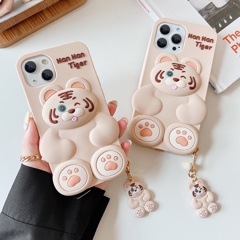 Ốp Điện Thoại Silicon Hình Hổ Hanhan Có Móc Khóa Cho iphone 13 12 11 pro max 12mini 13mini xr x xs max 7 8 6 6s plus SE2