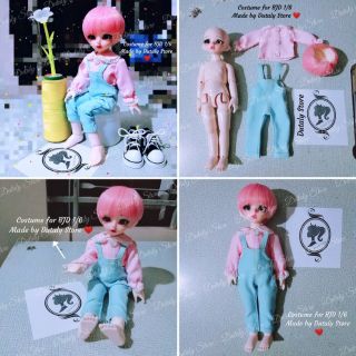 Trang phục quần áo BJD 1/6 - Set 01 yếm + sơ mi cho búp bê doll bjd 1/6