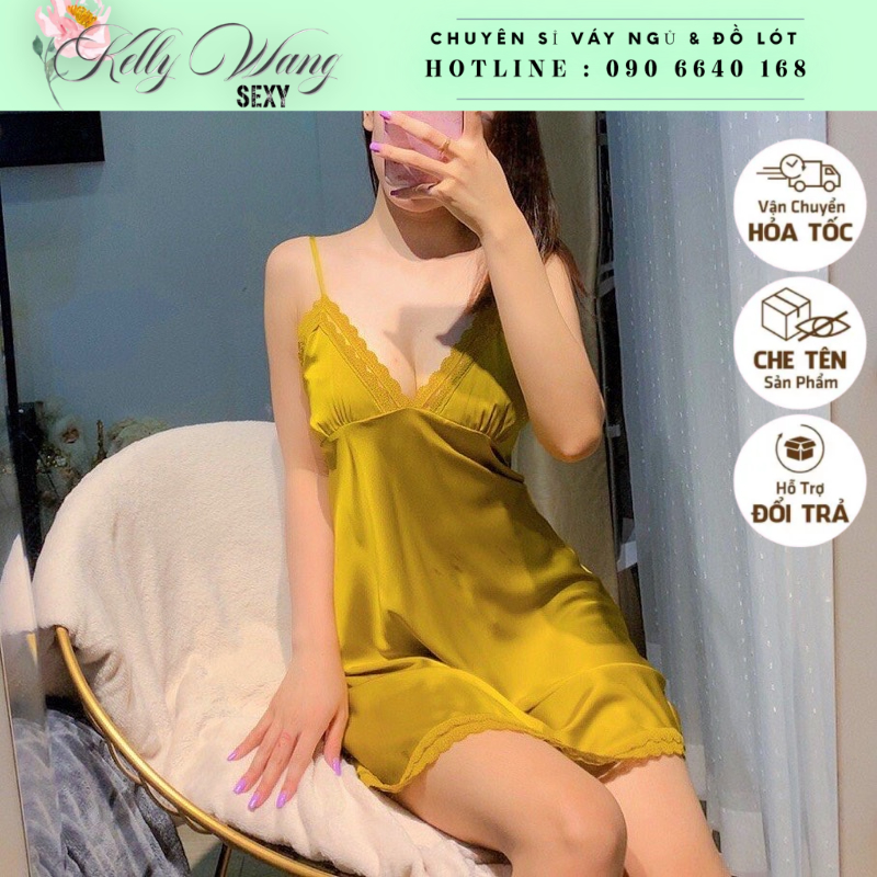 Sx 638 váy ngủ lụa satin - đầm ngủ cao cấp -Kellywang