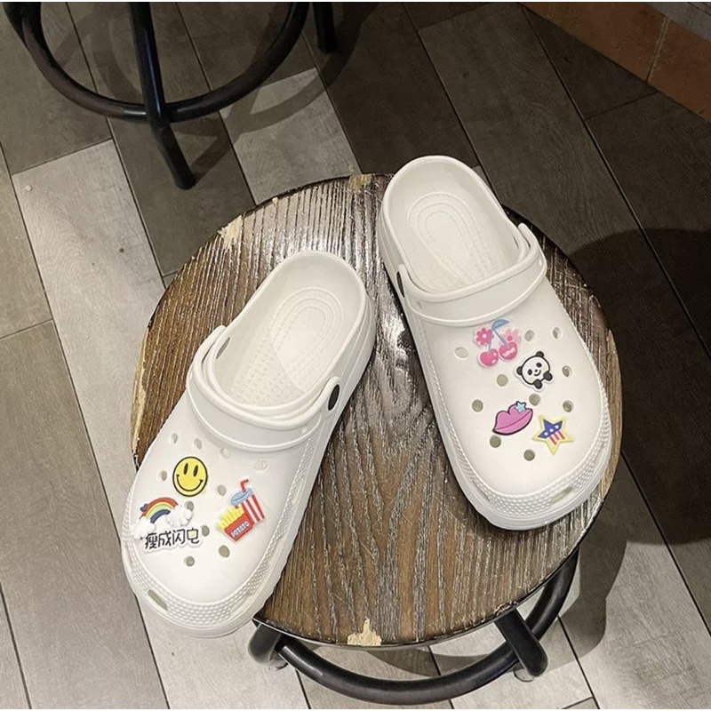 Dép sục nữ đế độn 6cm tặng kèm 6 sticker siêu cute - Dép crosc nữ siêu nhẹ đi mưa đi biển SL028