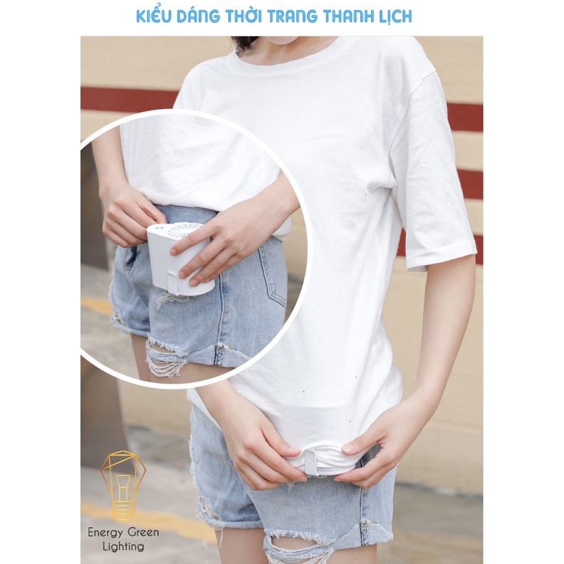 Quạt Tích Điện Mini Energy Green Lighting QMN-F16 - Đeo Hông Cài Vào Thắt Lưng Tiện Lợi - 3 Tốc Độ Gió