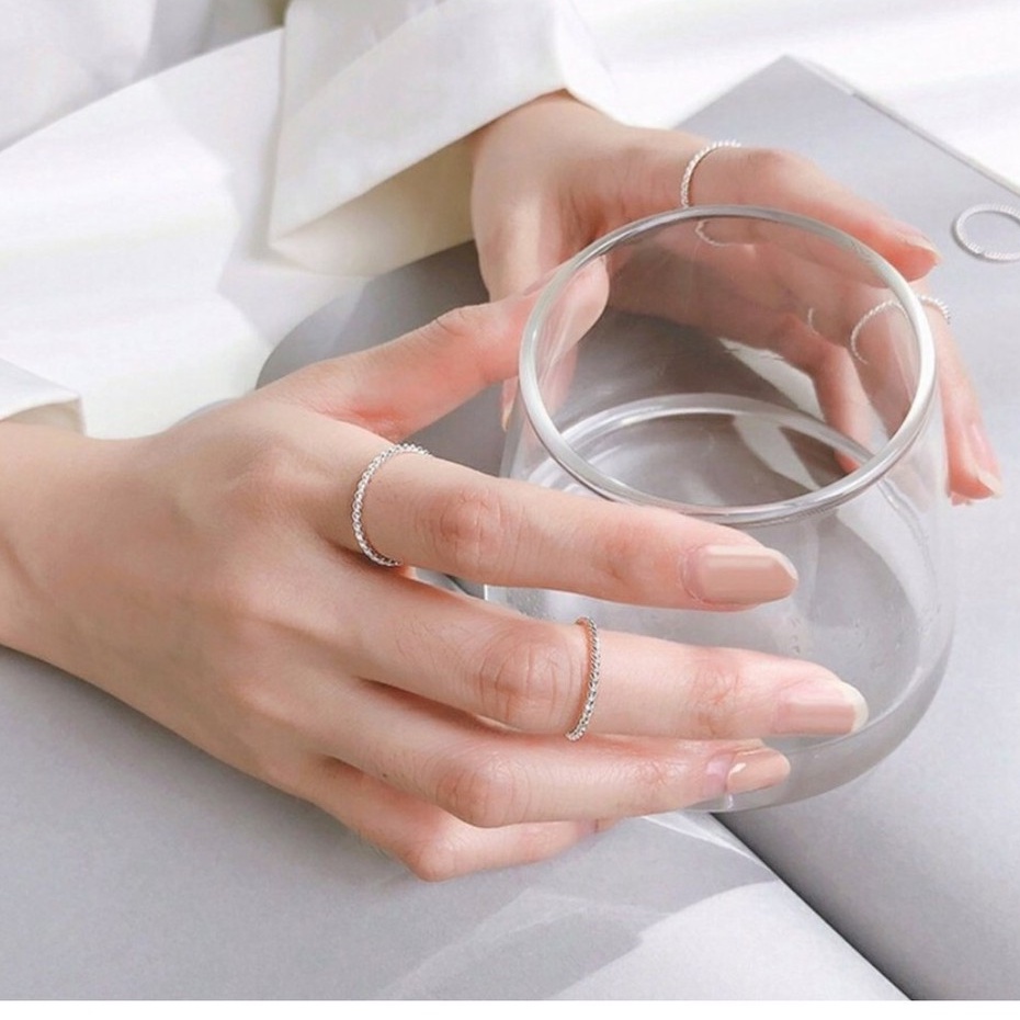 Nhẫn bạc nữ bản dày dạng xoắn chuẩn bạc 925 DaLiA Jewelry nhẫn bạc đơn giản đẹp cho nàng