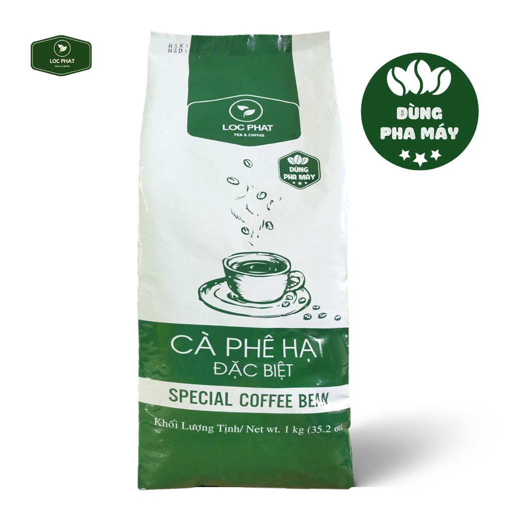 Thùng Cà Phê Hạt Đặc Biệt Lộc Phát Pha Máy 12 Gói x 1 Kg