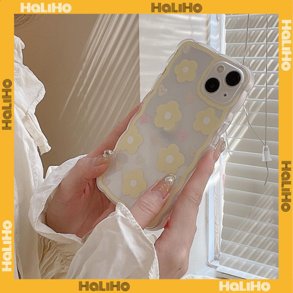iPhone Case Silicone Soft Case Clear Case Wave Airbag Shockproof Camera Cover Protection Yellow Flower Compatible For iPhone 11 iPhone 13 Pro Max iPhone 12 Pro Max iPhone 7 Plus xr