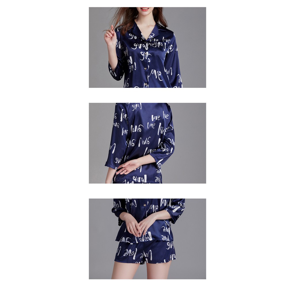 Đồ Bộ Ngủ Nữ - Bộ Mặc Nhà Ngắn  Trẻ Trung Cute Lụa Mềm Mại - IVY349