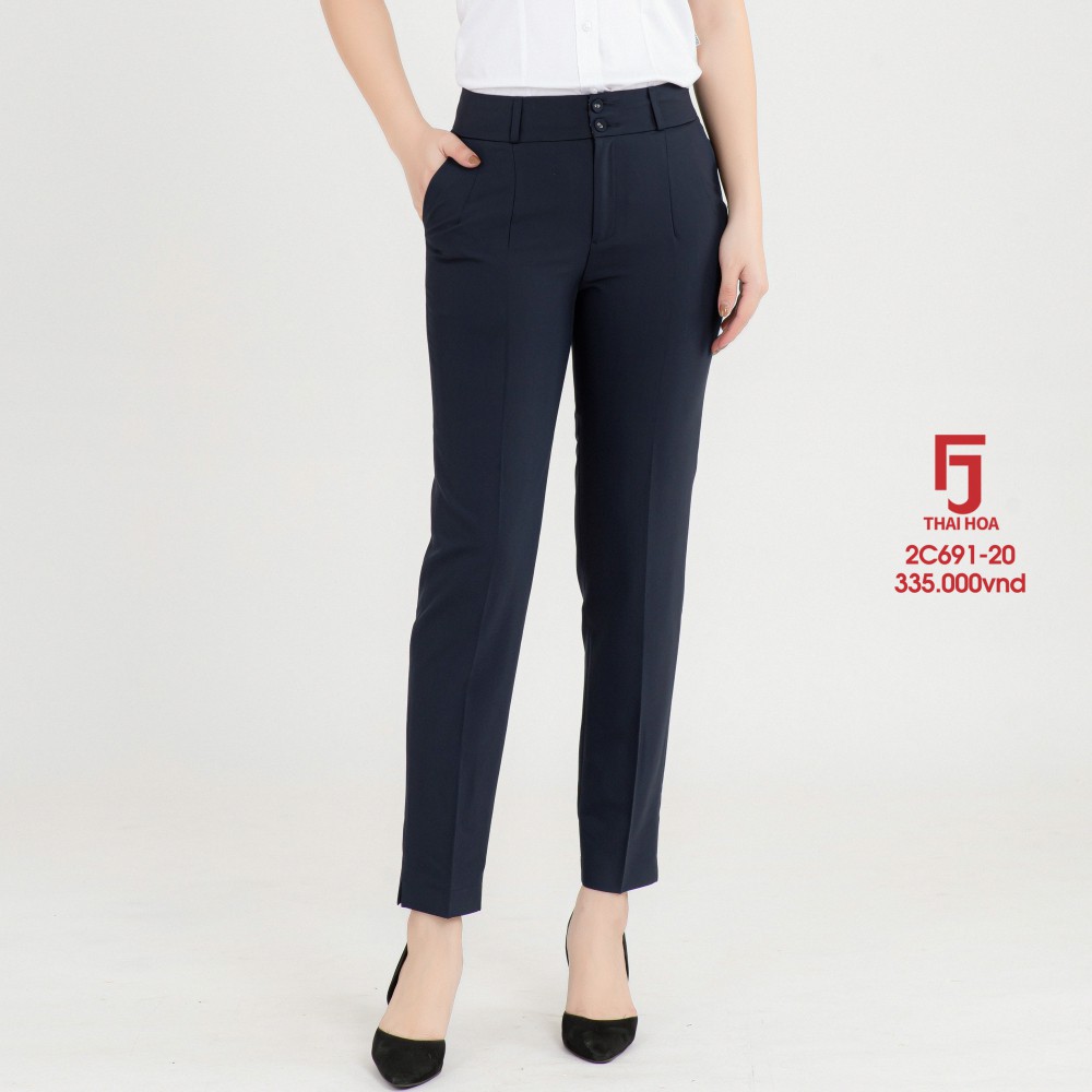 Quần tây nữ, quần âu nữ Thái Hoà công sở 9 tấc, màu xanh than, chất liệu mềm ,trơn 2C691-20-01 | BigBuy360 - bigbuy360.vn