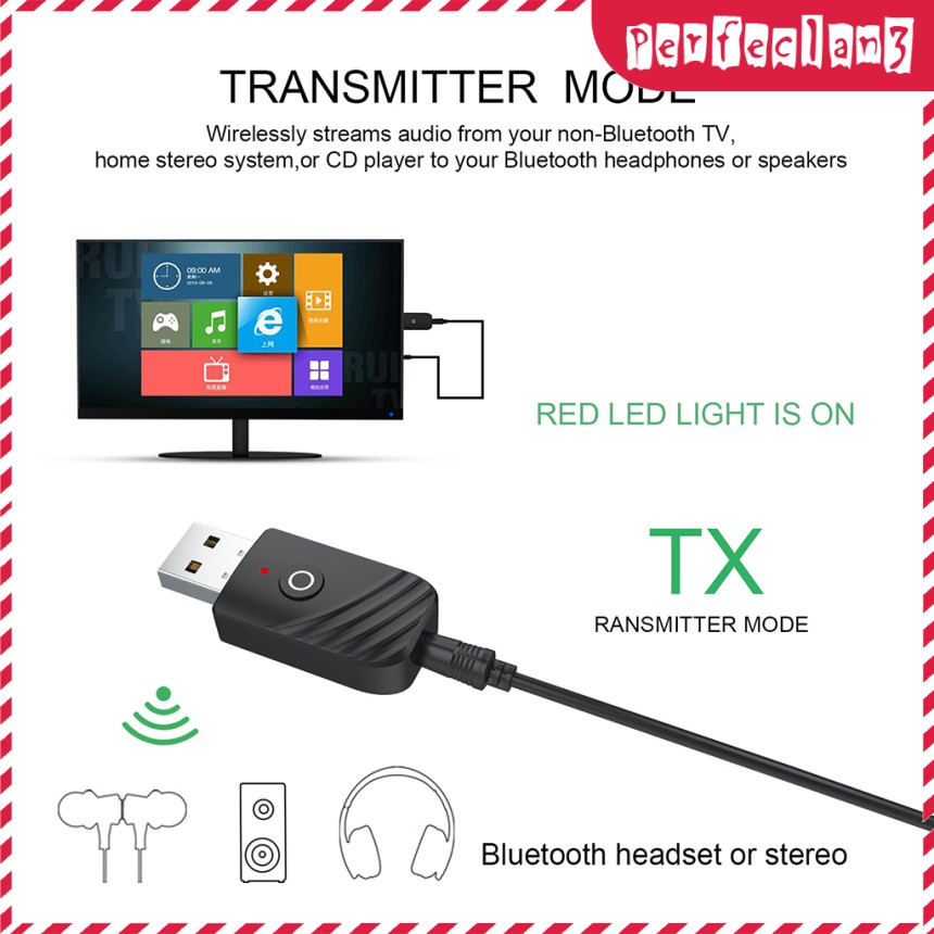 Usb Bluetooth 5.0 Nhận Tín Hiệu Âm Thanh Jack Cắm 3.5mm