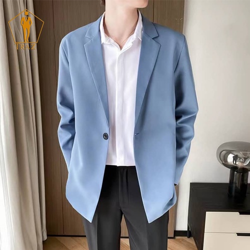 Áo Khoác Blazer Nam TRAZ Form Rộng Dài Tay Unisex Basic Chất Flannel Hàn Cao Cấp,  Phong Cách Hàn Quốc, Vest