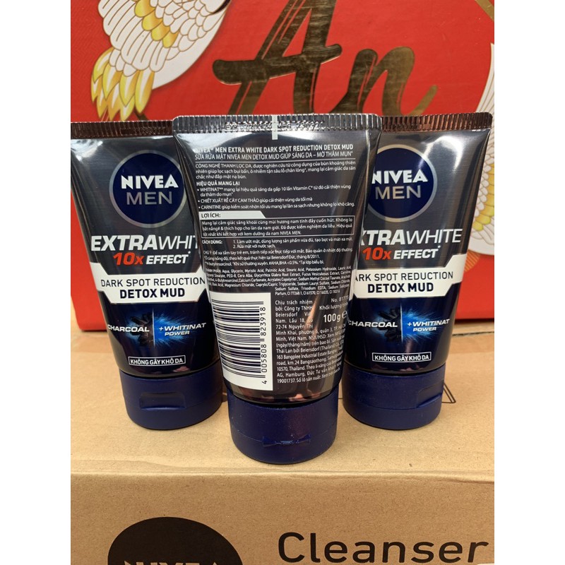 Sữa rửa mặt sáng da và mờ thâm mụn dành cho nam Nivea Men Extra White Dark Spot Reduction 100g