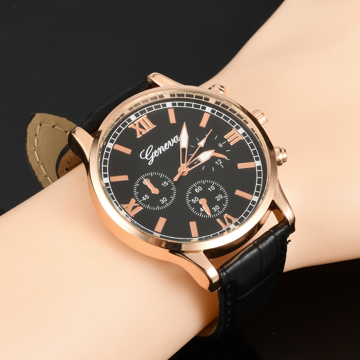1 Đồng Hồ Analog Máy Quartz Dây Da Ykel