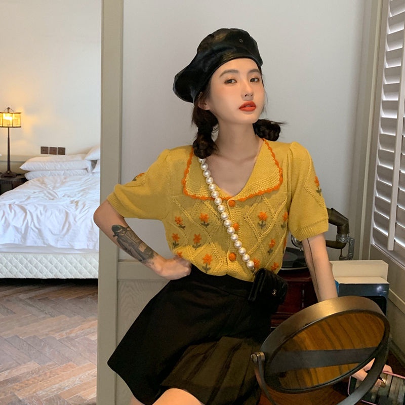 Áo Thun polo Ngắn Tay Phong Cách Retro Dành Cho Nữ  tao bao