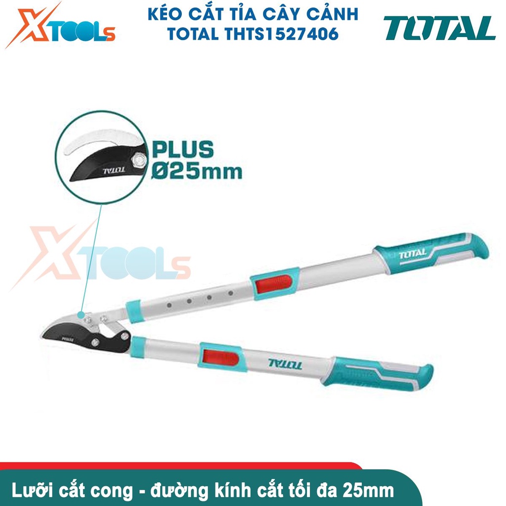 Kéo cắt tỉa cây cảnh lưỡi cong TOTAL THTS1527406 kích thước thay đổi 670-880mm, đường kính cắt tối đa 25mm - CHÍNH HÃNG