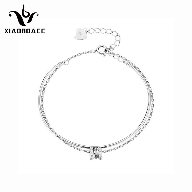  XiaoboACC Vòng Tay Bạc 925 Hai Lớp Eo Nhỏ Đơn Giản | BigBuy360 - bigbuy360.vn