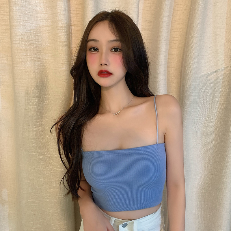 Áo hai dây IELGY dáng ngắn phong cách Pháp thời trang mùa hè cho nữ