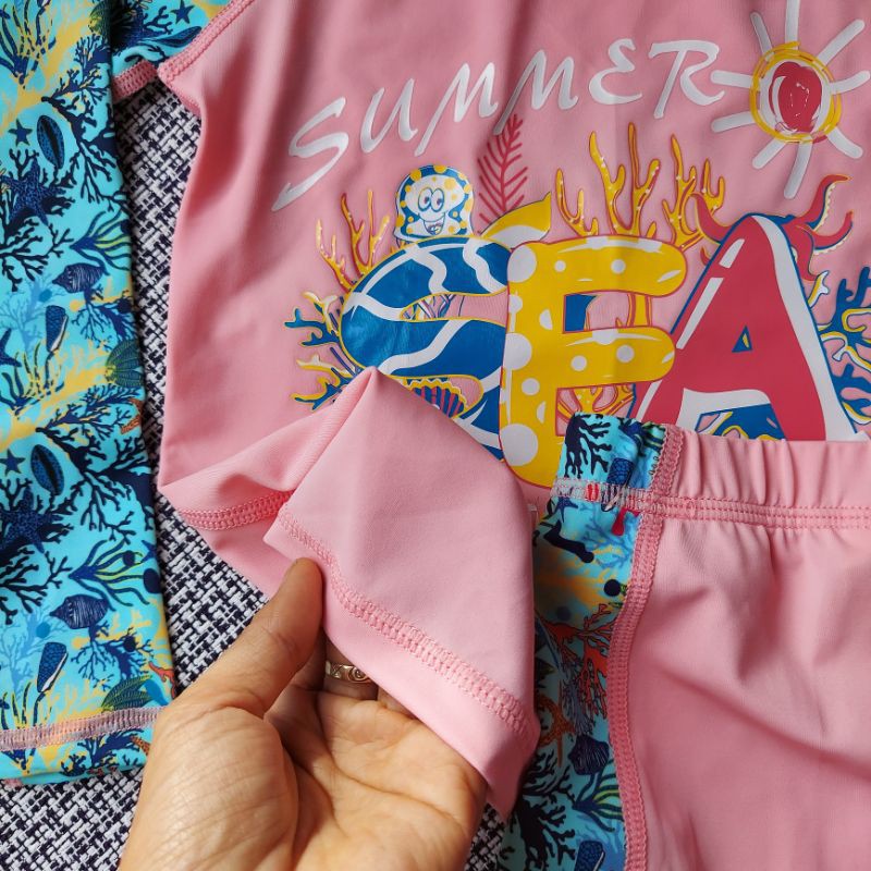 Bộ đồ bơi cho bé gái gồm quần rời, áo rời Sea Summer họa tiết biển, siêu dễ thương