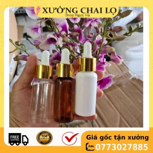 Lọ Chiết Serum ❤ [30ml,50ml,100ml] Chai nhựa pet đựng tinh dầu bóp giọt Khoen vàng chiết mỹ phẩm , phụ kiện du lịch