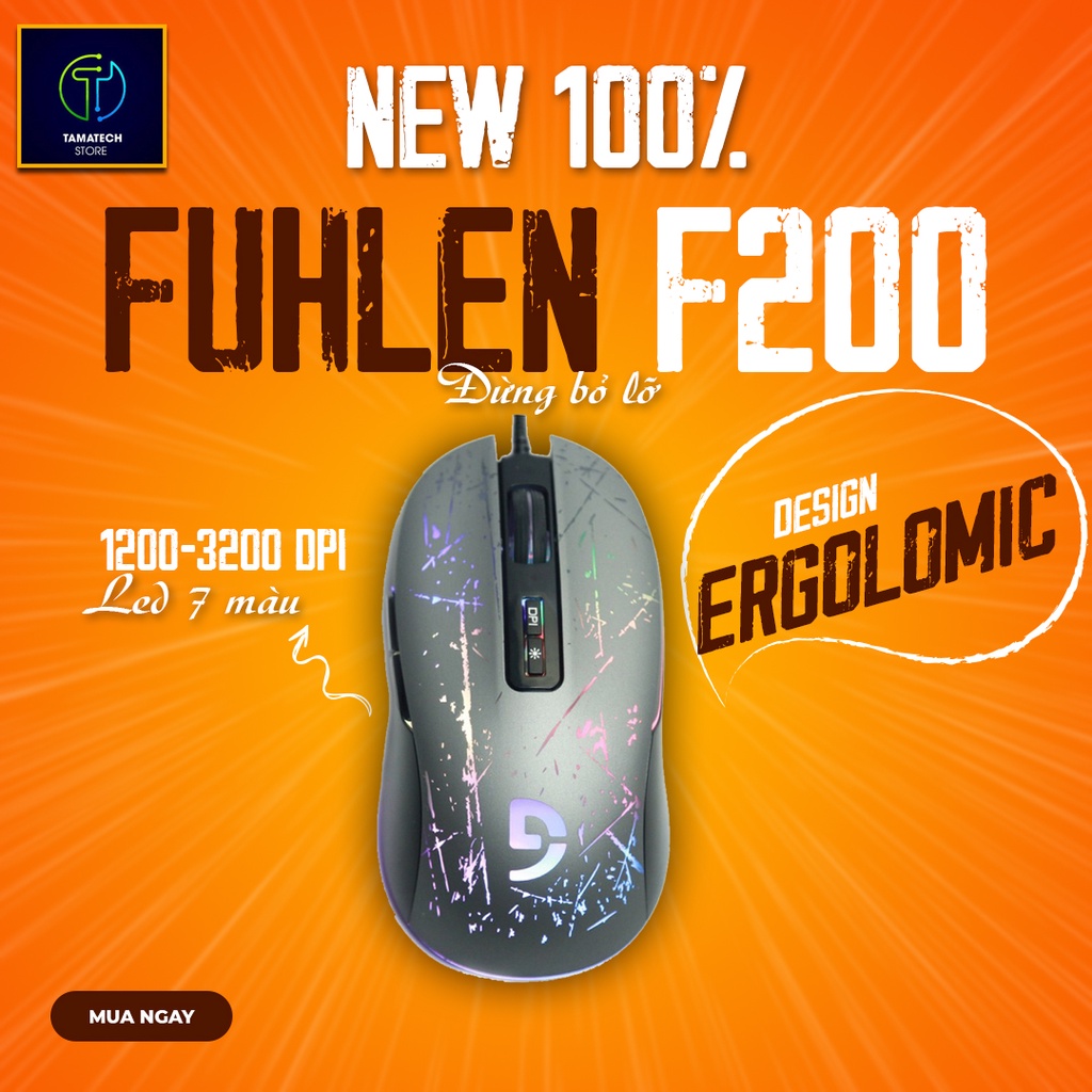 Chuột máy tính Fuhlen F200 thiết kế Ergonomic LED RGB FOR GAMING