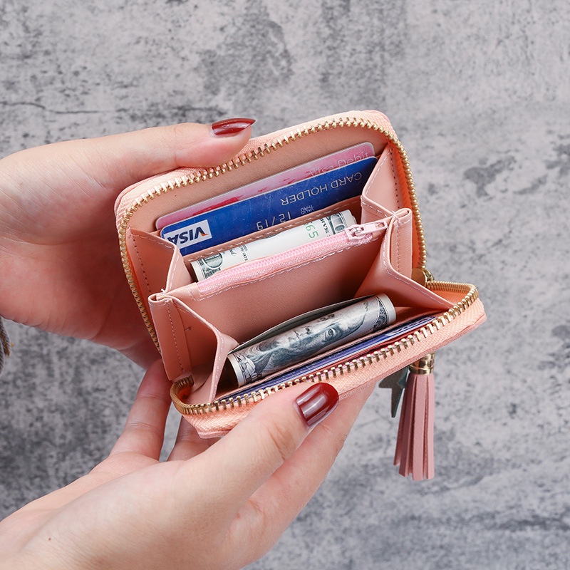 Ví Ngắn Mini Phối Khóa Kéo Thời Trang Hàn Quốc 2020 Dành Cho Nữ