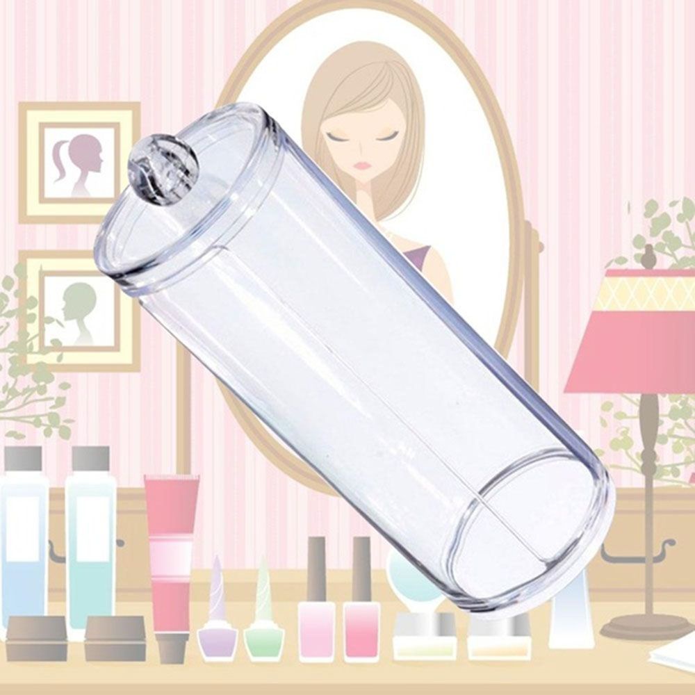 Hộp đựng bông tẩy trang bằng acrylic hình tròn có giá đỡ tiện dụng