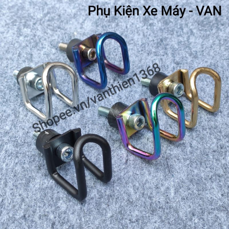 Móc Treo Đồ Xe Máy Chữ U INox Sơn Đen Titan