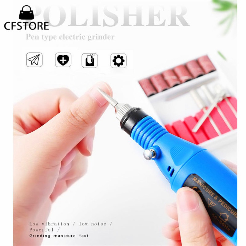 Máy khoan điện kèm 6 mũi khoan và dây nguồn dùng trong trang trí móng tay nghệ thuật