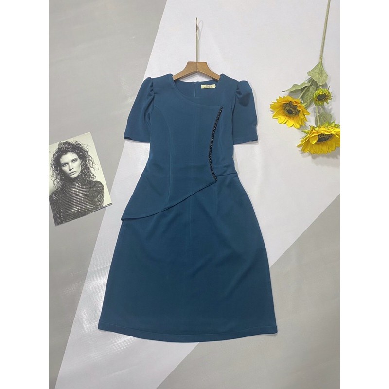 Đầm Liền Ngắn Tay Cao Cấp - Váy Cotton Nhung 2 Da Công Sở - 6 màu Như Hình - Hàng Nhập Quảng Đông Chuẩn