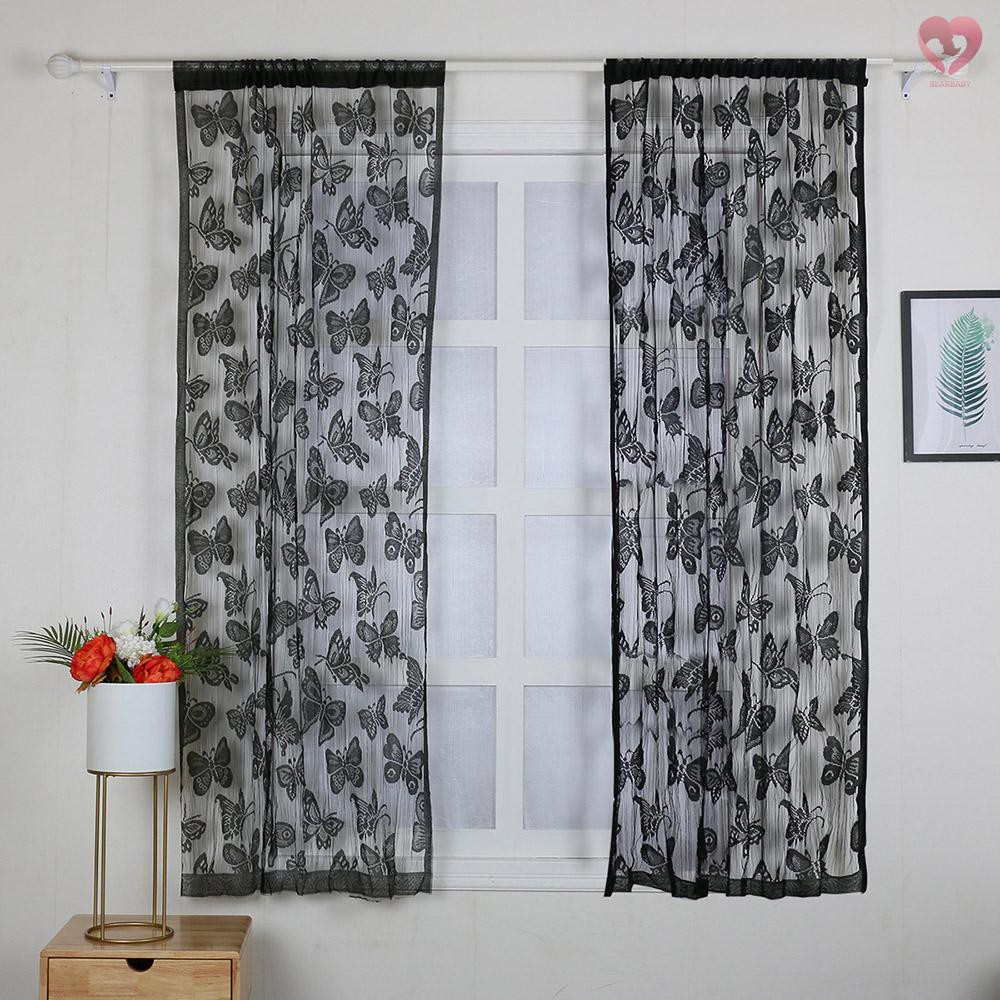 2 rèm cửa sổ Họa Tiết Bướm Cỡ 100x200cm