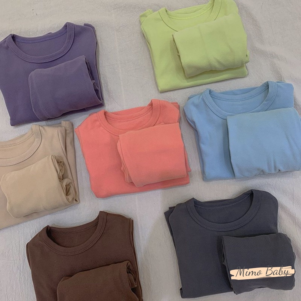 Bộ cotton nỉ giữ nhiệt cạp cao màu trơn basic cho bé Mimo Baby QA14